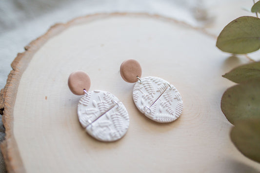 Clay earring | white floral