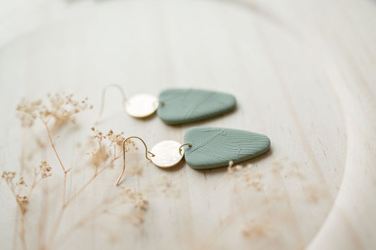 Clay earrings | sage green