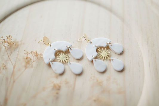 Clay earrings | white sun