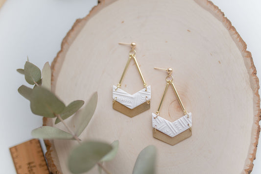 Clay earrings | white arrows