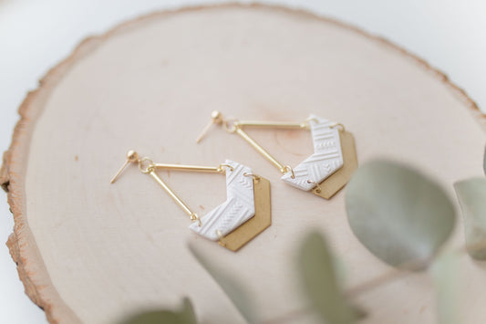 Clay earrings | white arrows