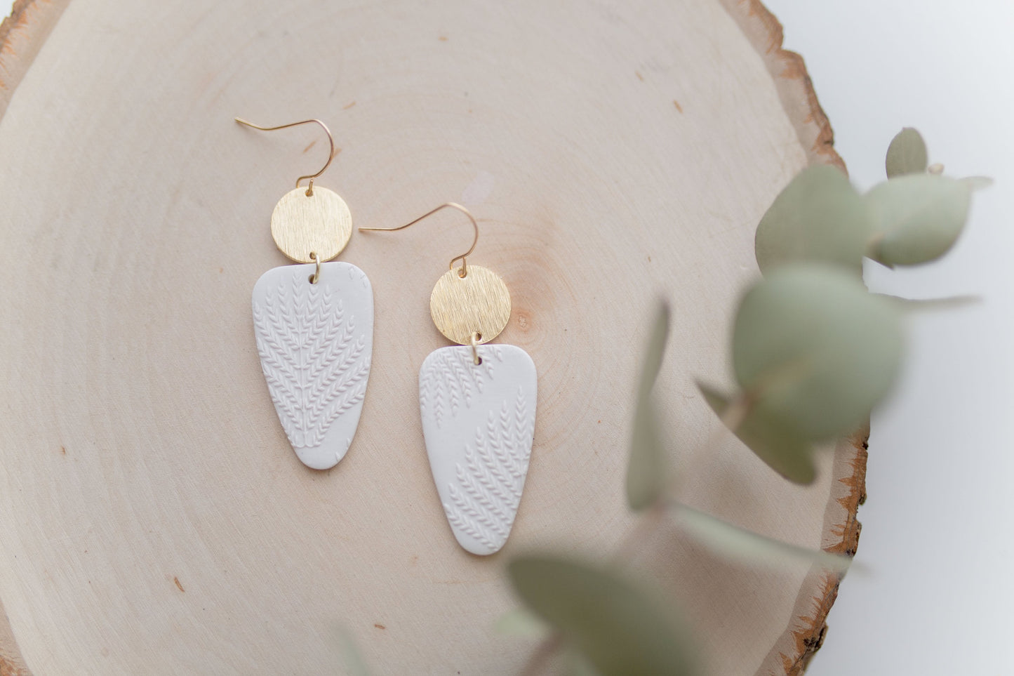 Clay earrings | white