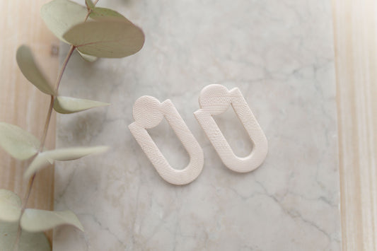 Clay earrings | white modern stud