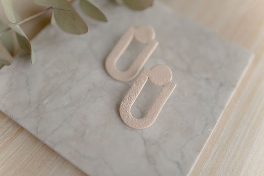 Clay earrings | beige statement stud