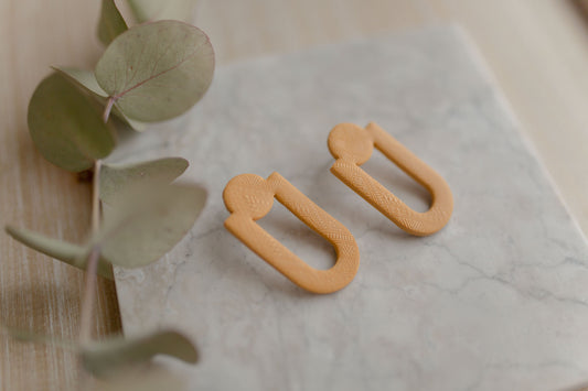 Clay earrings | mustard modern stud