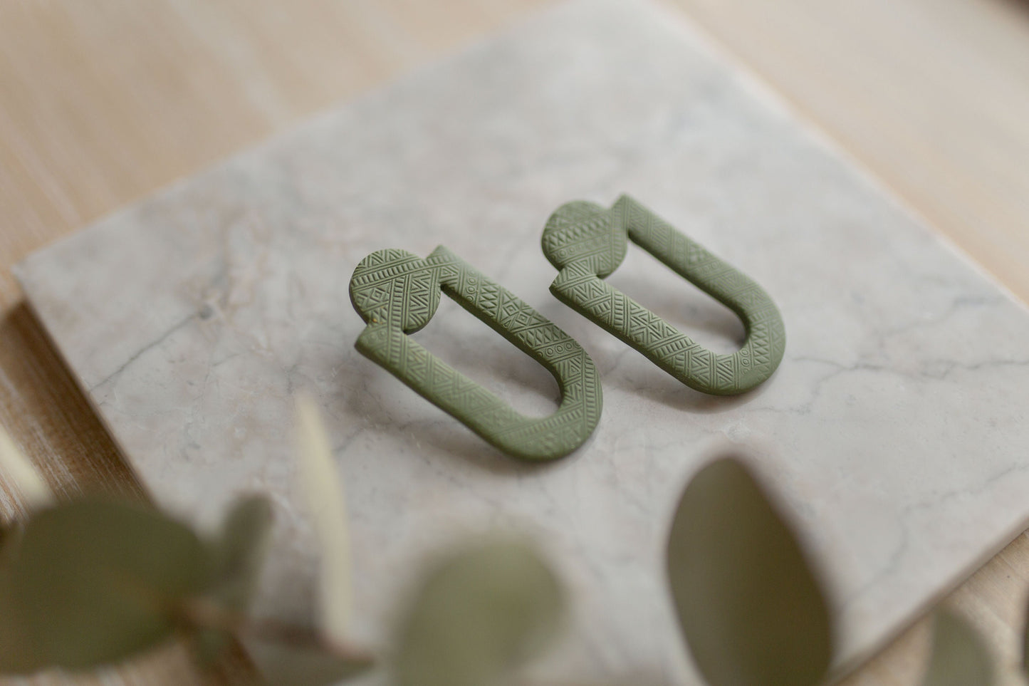 Clay earrings | green statement stud