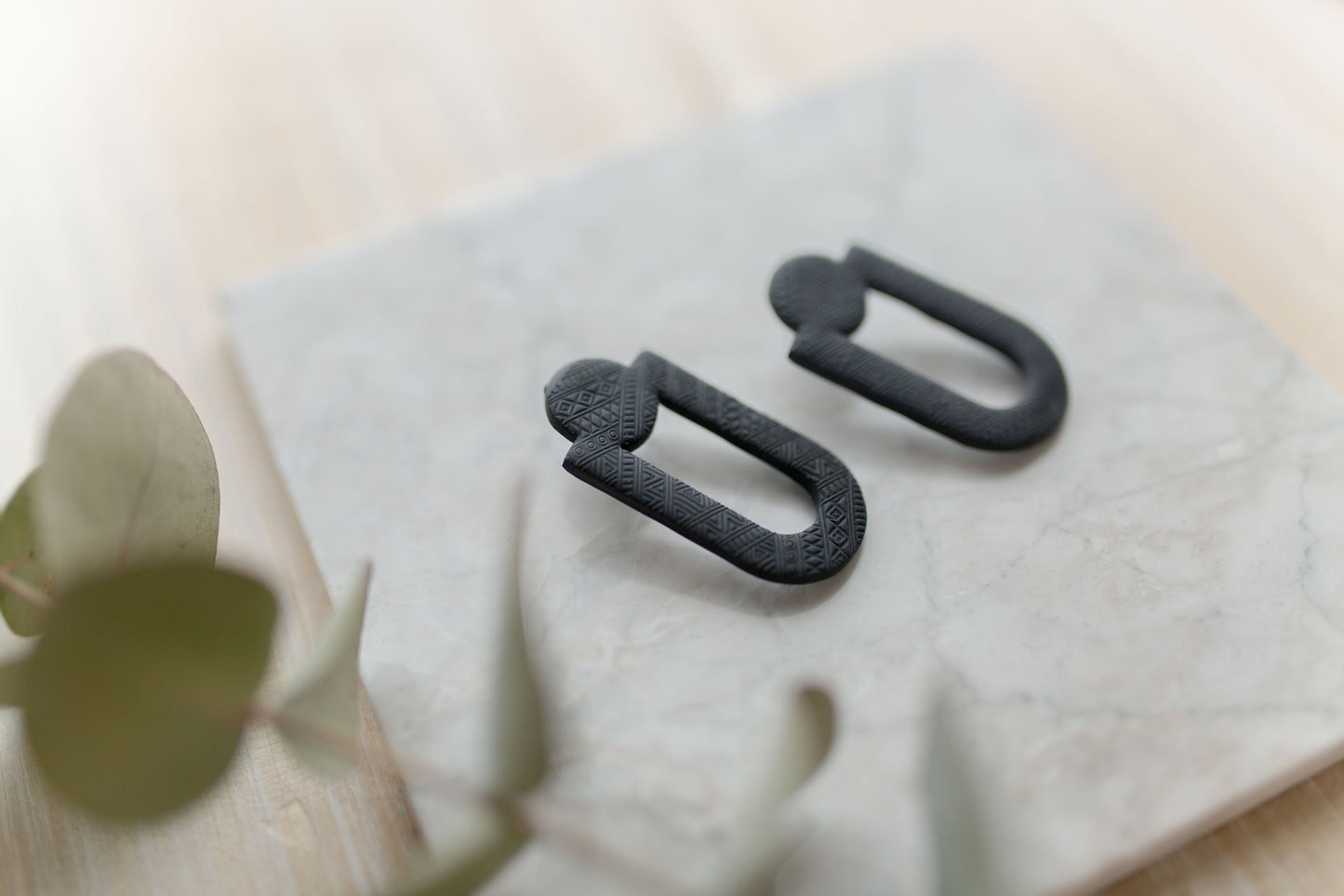 Clay earrings | black statement stud