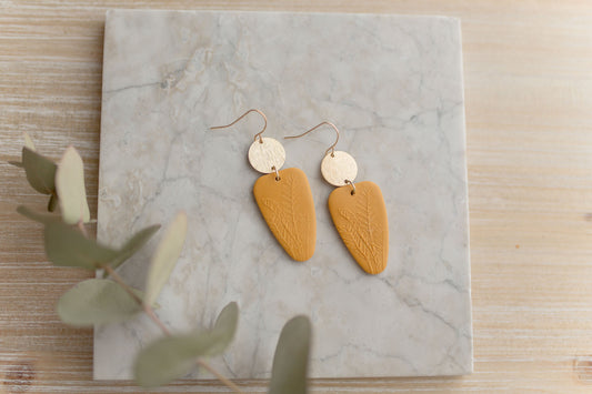 Clay earrings | mustard botanical