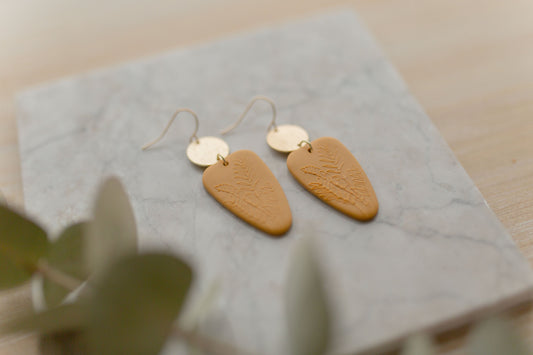 Clay earrings | mustard botanical