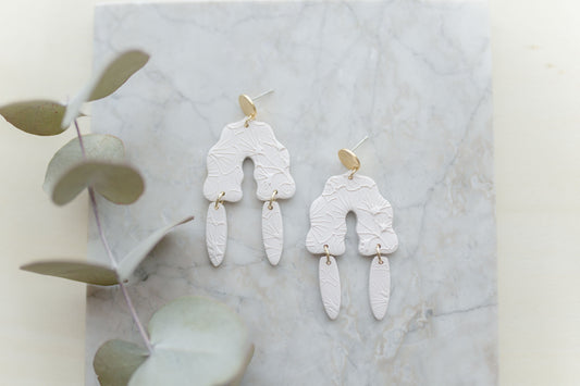 Clay earrings | white