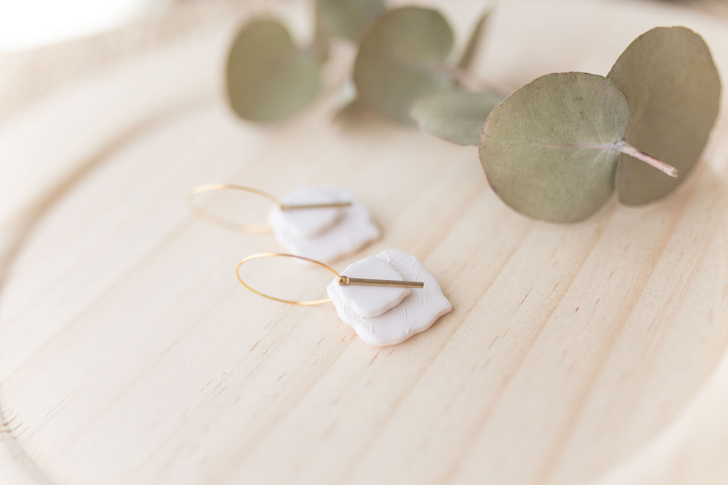 Clay earrings | white hoops