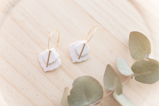 Clay earrings | white hoops