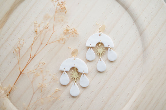 Clay earrings | white sun