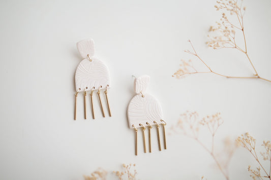 Clay earrings | white