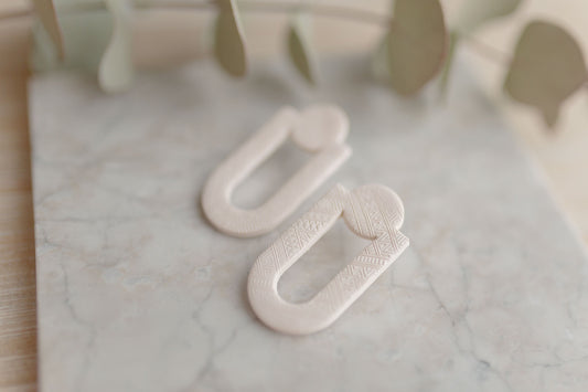 Clay earrings | white modern stud