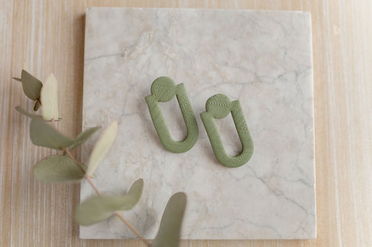 Clay earrings | green statement stud