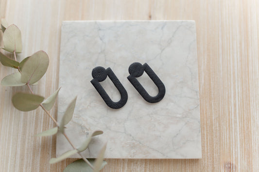 Clay earrings | black statement stud