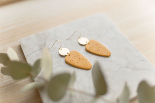 Clay earrings | mustard botanical