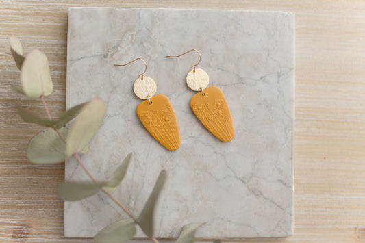 Clay earrings | mustard botanical