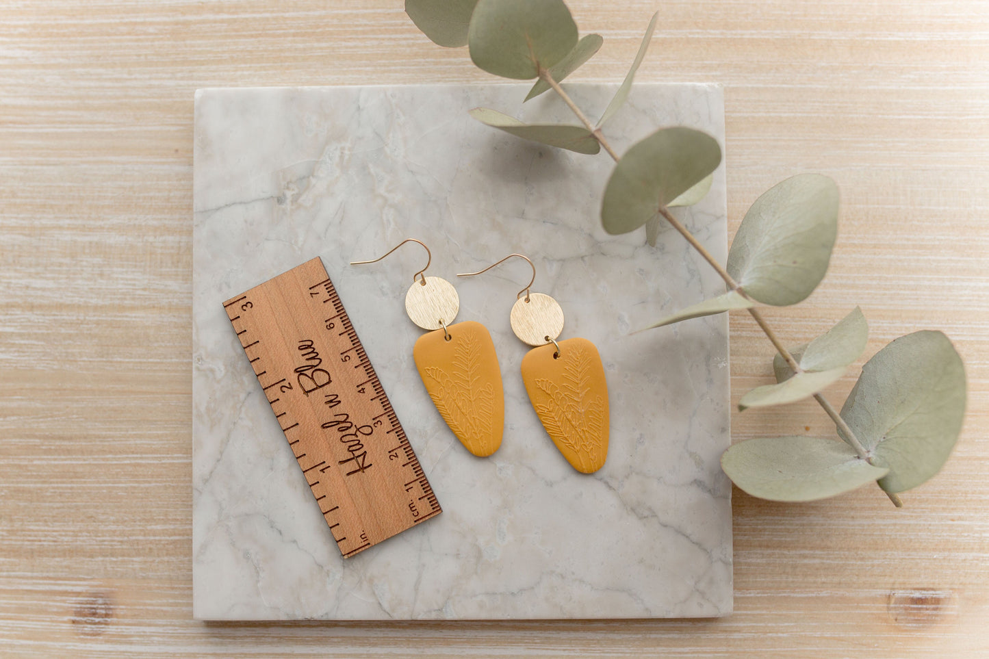 Clay earrings | mustard botanical
