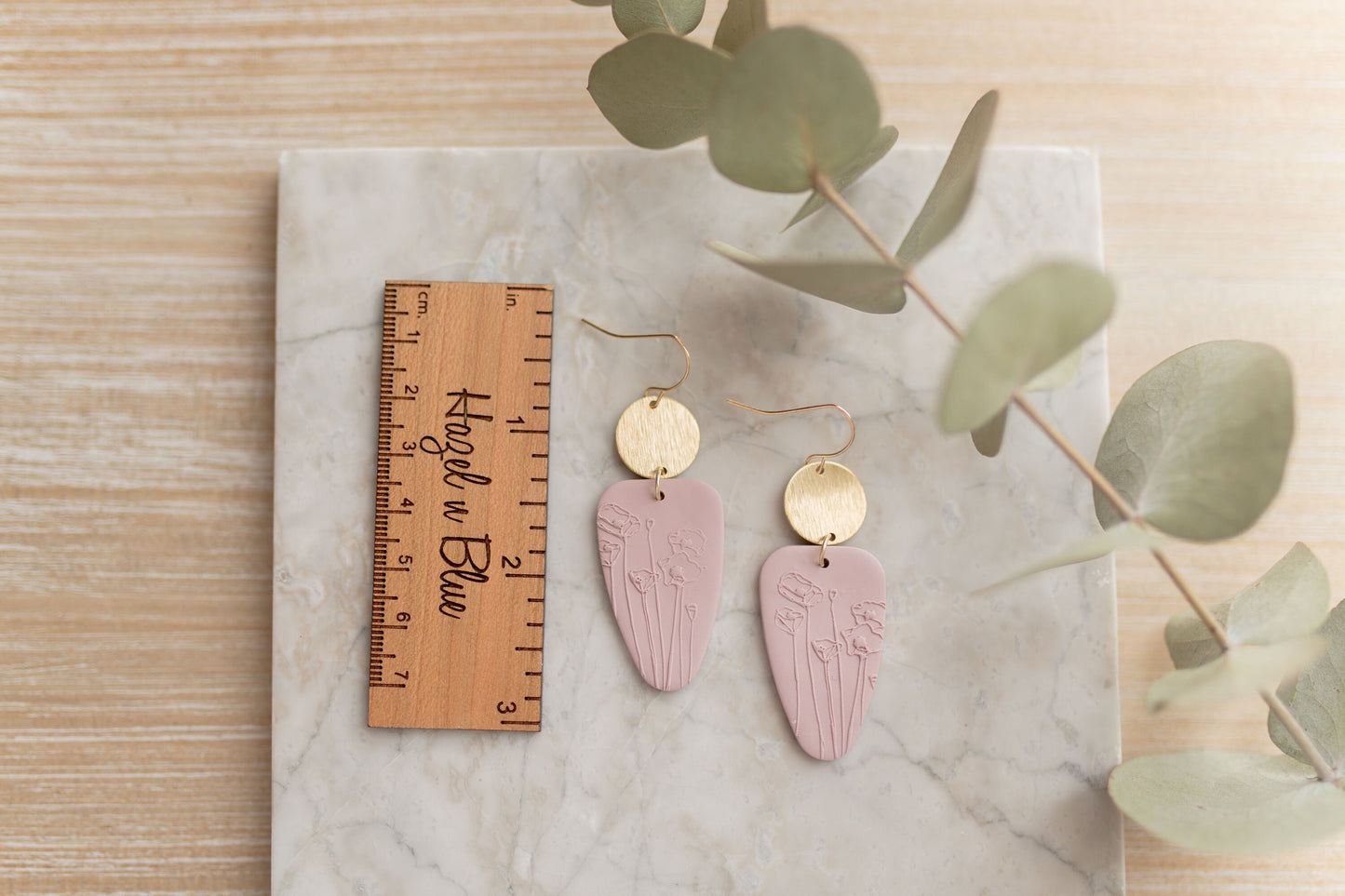 Clay earrings | mauve botanical