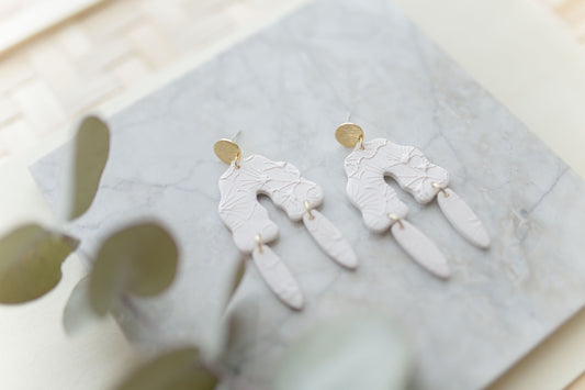 Clay earrings | white