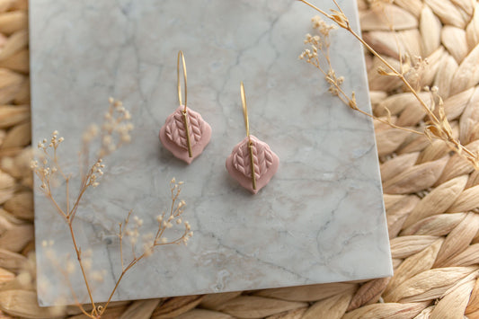 Clay earrings | pink stack hoop