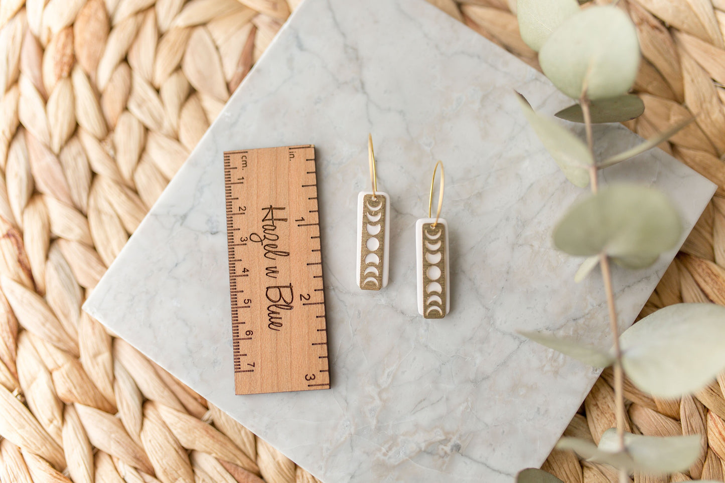 Clay earring | White Moon Phases