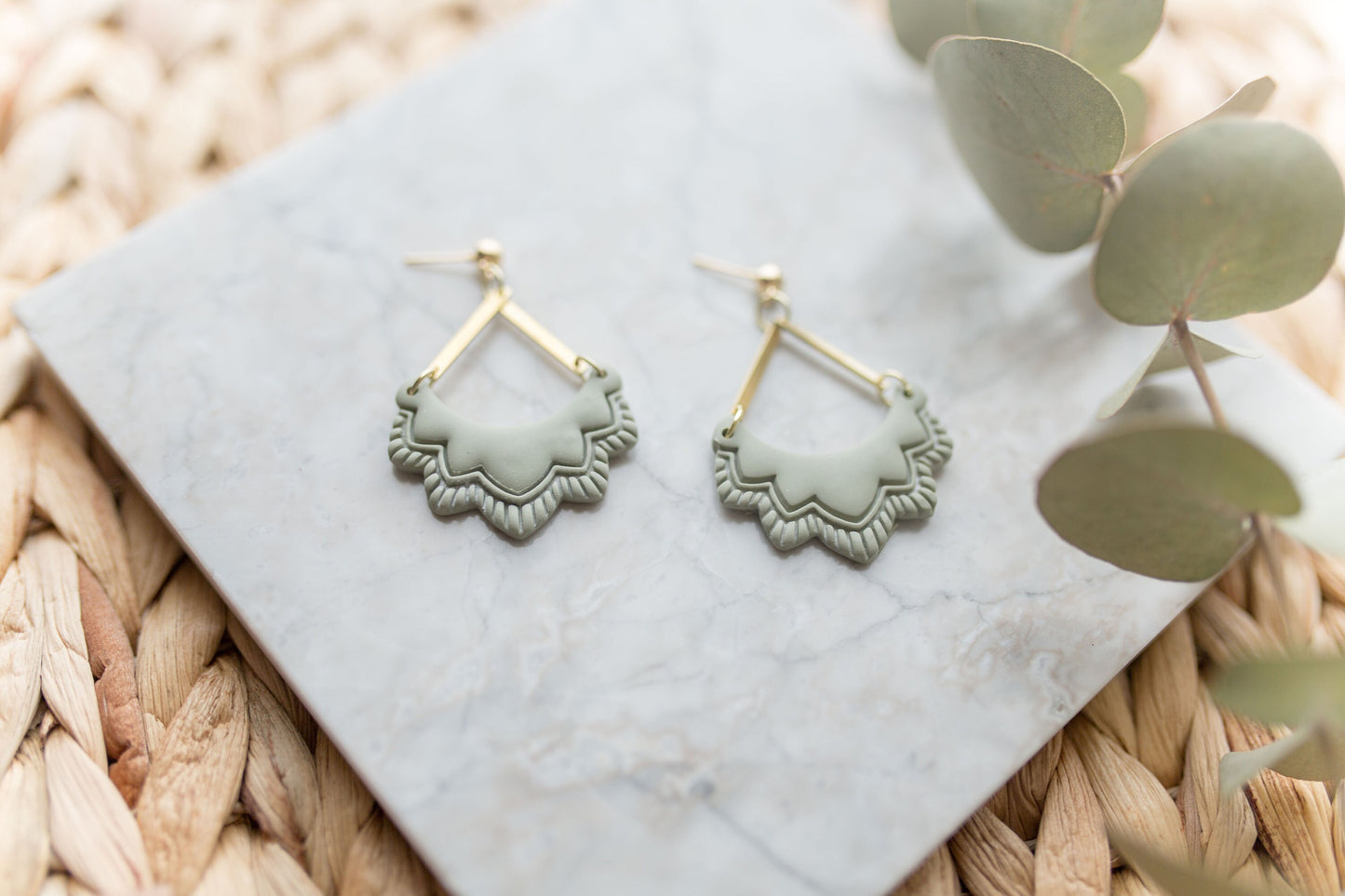 Clay earring | sage green