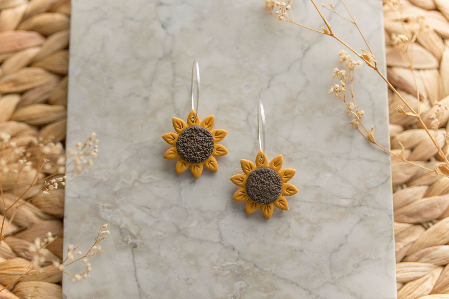 Clay earring | sunflowers