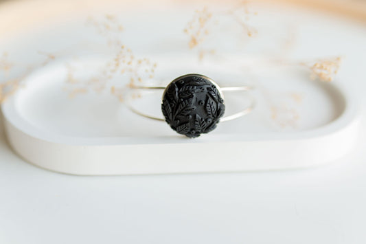 Clay bracelet | black floral