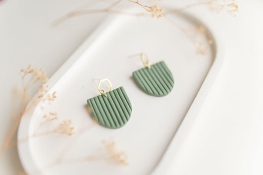 Clay earring | forest green