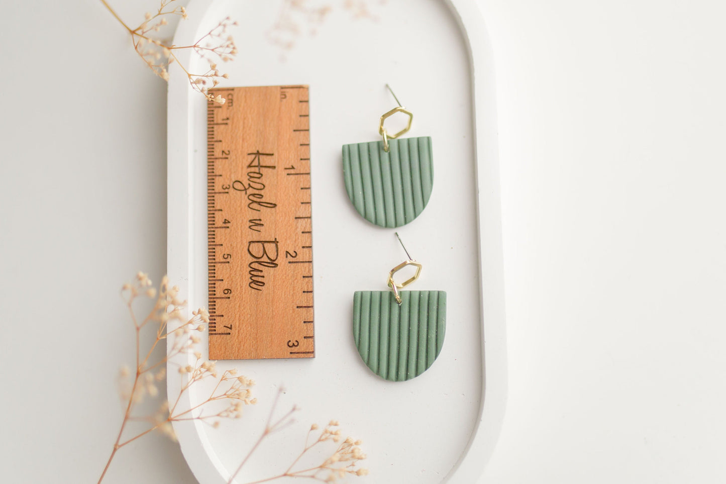 Clay earring | forest green