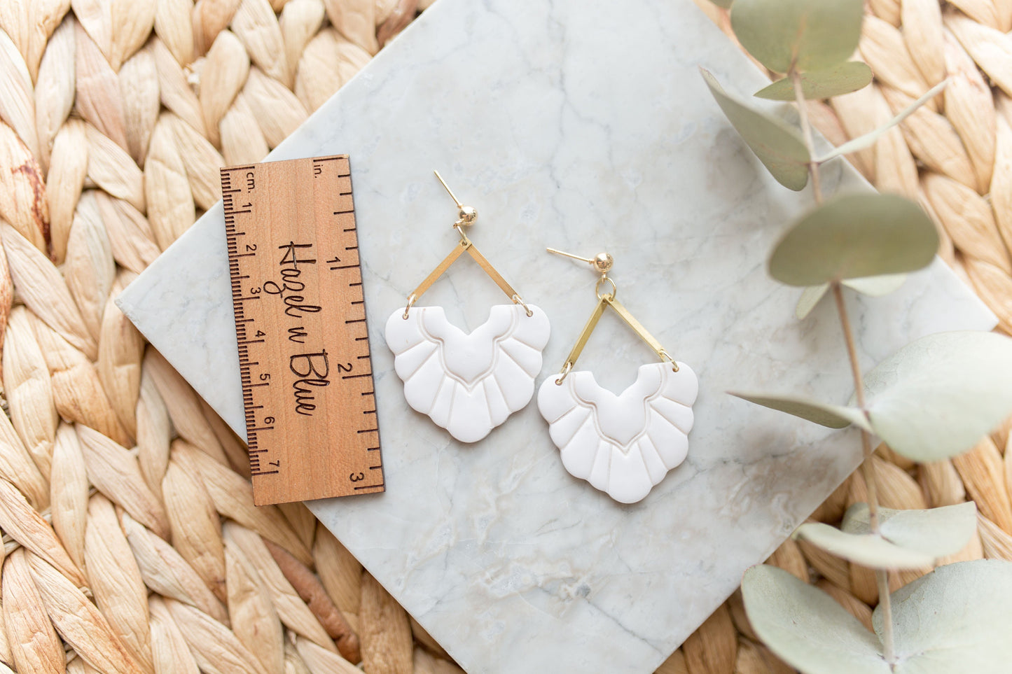 Clay earring | White