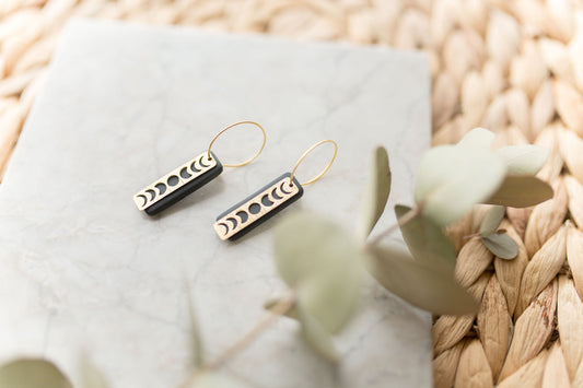 Clay earring | black moon phases