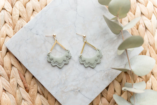 Clay earring | sage green