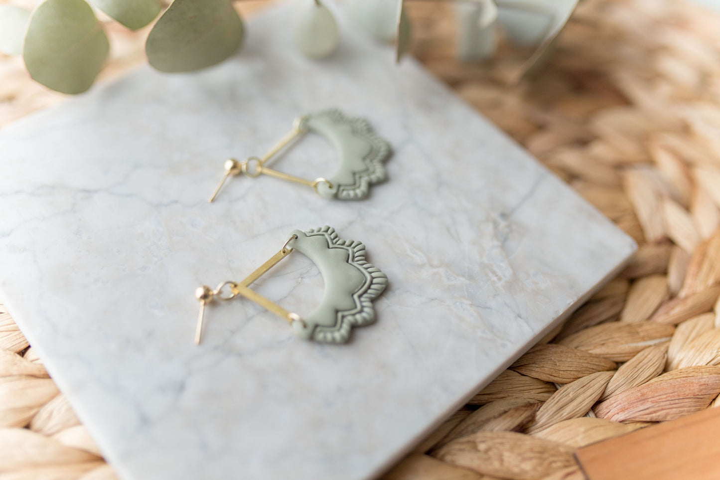 Clay earring | sage green