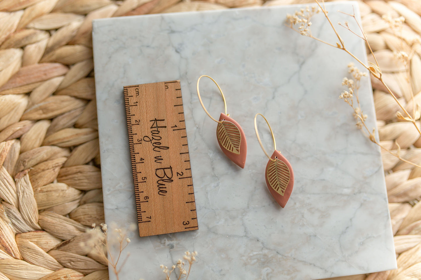 Clay earring | terra-cotta leaves