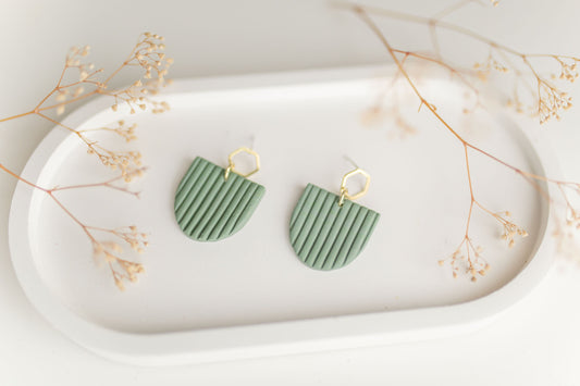 Clay earring | forest green