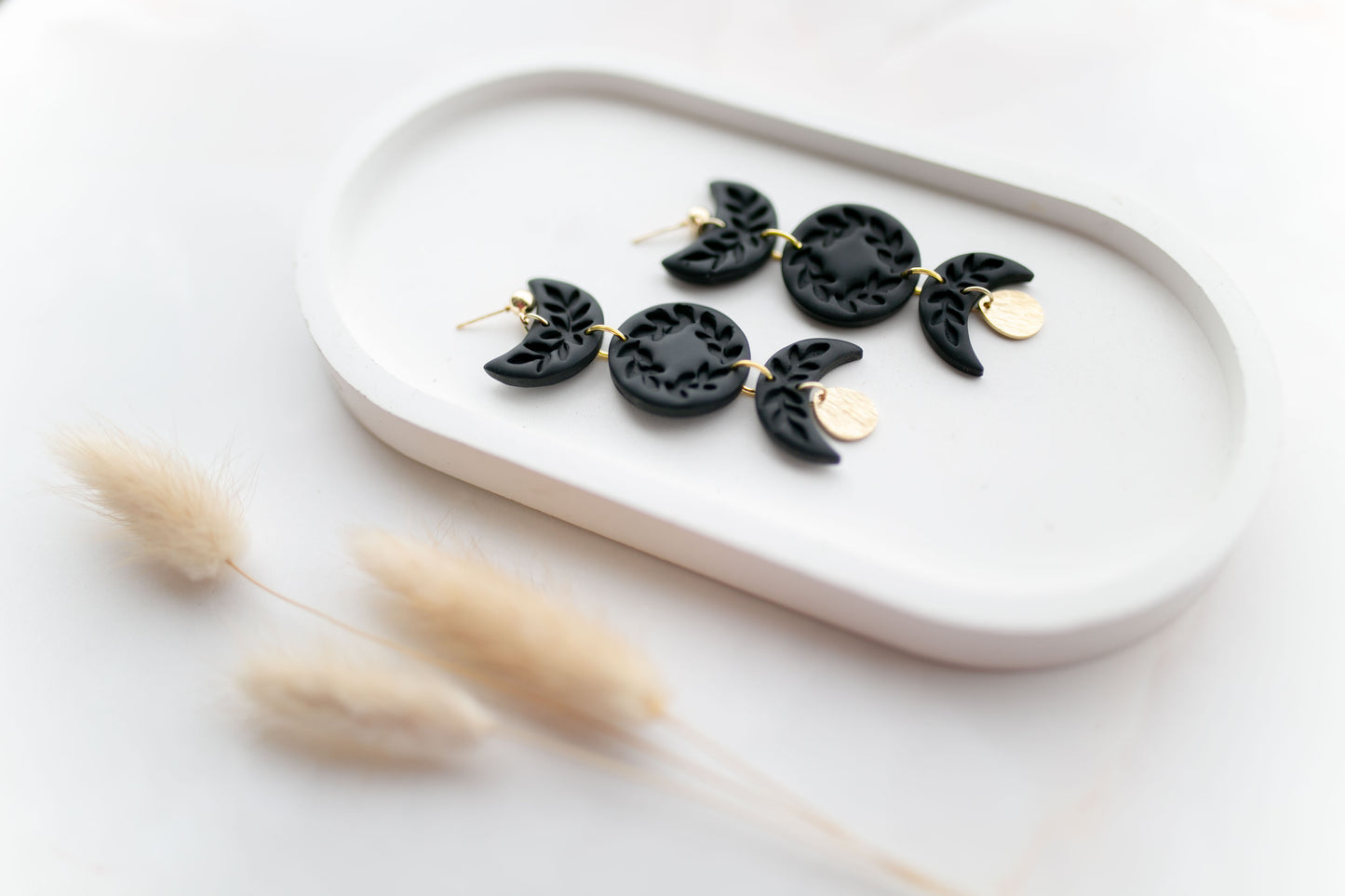 Clay earring | Black Moon Phases