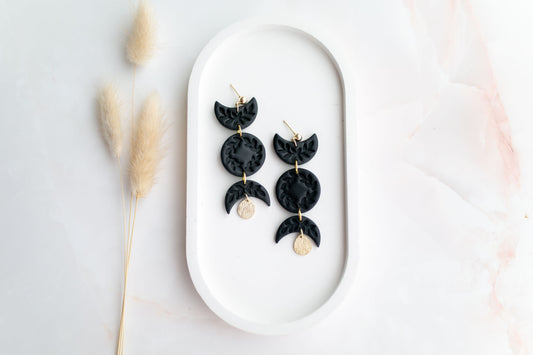 Clay earring | Black Moon Phases